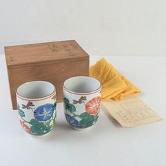 瀧田項一 ☆夫婦湯呑 花文 湯呑 壱対☆ 共箱付 - メルカリ