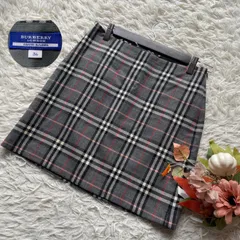 BURBERRY BLUE LABEL　バーバリーブルーレーベル　美品　バーバリーチェックミニスカート　タイト　ノバチェック　サイドジップ　ウール　日本製　36 グレー　y2k