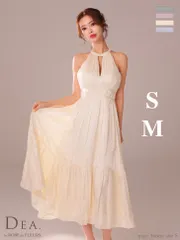 アイボリー  [DE3366] 【DEA. by ROBE de FLEURS/ディアバイローブドフルール】 【DEA./ディア】2way/ バストカット/ サテンリボン/ フレア/ ワンピース/ ミモレ丈/ ミディアムドレス/ キャバドレス long