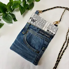 ハンドメイド デニムリメイク サコッシュ スマホショルダー