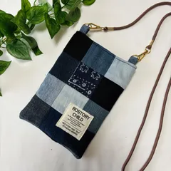 ハンドメイド デニムリメイク サコッシュ スマホショルダー パッチワーク