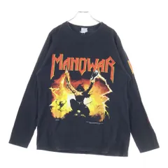 NO BRAND (ノーブランド) 03s MANOWAR TRIUMPH OF STEEL マイウォー プリント ロングスリーブTシャツ ブラック