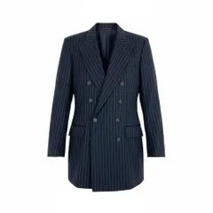 68L11 BURBERRY バーバリー イタリア製 コレクションライン ダブルブレスト テーラードジャケット 8ボタン 48 ブラック ピンストライプ ウール メンズ 男性用u02t