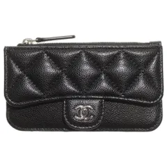 CHANEL (シャネル) マトラッセ フラグメントケース コインケース 小物入れ ブラック キャビアスキン AP2570 シルバー金具