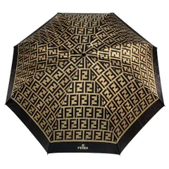 FENDI(フェンディ) 折りたたみ傘 - ブロンズ×黒 ズッカ柄