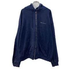 Champion プリントスウェット パーカー XL ネイビー チャンピオン ジップアップ ワンポイント フーディー 無地スウェット 秋物 a712-5933