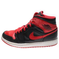 NIKE (ナイキ) AIR JORDAN 1 MID BRED TOE エアジョーダン1 ブレッドトゥー ミッドカットスニーカー ブラック/レッド US10.5/28.5cm DQ8426-060