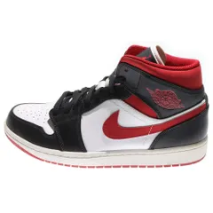 NIKE (ナイキ) AIR JORDAN 1 MID エアジョーダン1 ミッドカットスニーカー ホワイト/ブラック/レッド US10.5/28.5cm 554724-122