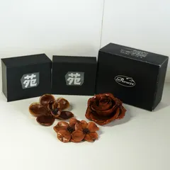 [IM] アクセサリー苑　苑工房　倉敷 ／ ラ・フルール　フロージェ　蓼科花ファクトリー　ブローチ　コサージュ　3点セット　現状品　手づくり　花形