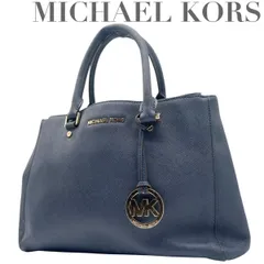 MICHAEL KORS マイケルコース レザー トートバッグ ロゴチャーム付き ネイビー