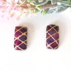 no.341　レジン　スクエア型　ピンク系　キルティング　ピアス　イヤリング　ハンドメイド