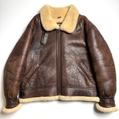 羊革】WIND ARMOR レザージャケット 茶 3L ムートンジャケット B-3