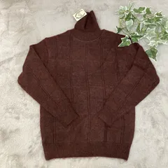 タグ付き新品未使用保管品 メンズ ニットタートルネックセーター 裏地付き Lサイズ ブラウン系 厚手 暖かい 防寒