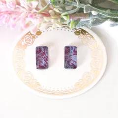 no.339　レジン　スクエア型　マグネットジェル　レース　ピアス　イヤリング　ハンドメイド