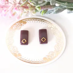 no.447　レジン　スクエア型　ぷっくり　くすみモカ　ピアス　イヤリング　ハンドメイド