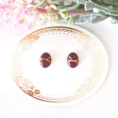 【特別価格】no.313　レジン　卵型　くすみモカ　ゴールド　ピアス　イヤリング　ハンドメイド
