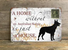 【Australian Kelpie/オーストラリアン・ケルピー】 メタルプレート メッセージ 犬 雑貨 グッズ アート ポスター おしゃれ インテリア 壁飾り アンティーク風 28