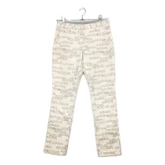 中古 メンズ アディダスゴルフ adidas GOLF パンツ M 白 ホワイト フリース裏地 ロゴ総柄