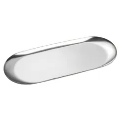 ColorfylCoco ステンレス キャッシュトレイ コイントレイ 会計皿 おしぼり置き 釣り銭 トレー 楕円形 (シルバー Lサイズ)
