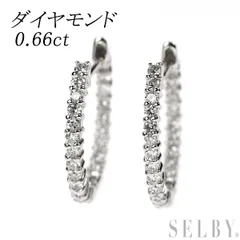 K18WG ダイヤモンド ピアス 0.66ct フープ