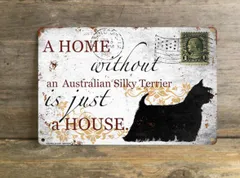 【australian silky terrier/オーストラリアン・シルキー・テリア】 メタルプレート メッセージ 犬 雑貨 グッズ アート ポスター おしゃれ インテリア 壁飾り アンティーク風 30