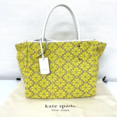 ✨美品✨KATE SPADE ケイトスペード　フラワージャガード ミディアム エブリシング トートバッグ　花柄　イエローマルチ