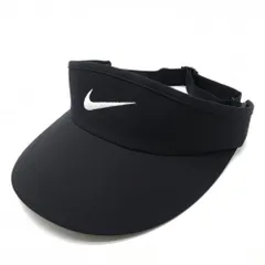 【超美品】ナイキ サンバイザー 黒×白 ロゴ刺しゅう  ゴルフウェア NIKE