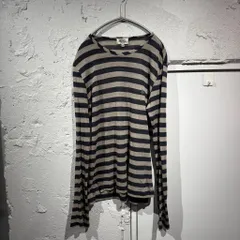 Vivienne Westwood MAN ヴィヴィアンウエストウッドマン Logo Border L/S T-Shirt 長袖ボーダーTシャツ VW-J2-75313 ブラック ベージュ size:44【表参道A12】