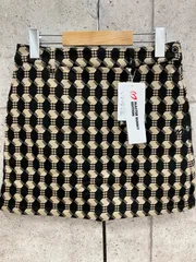 [新品タグ付き]GF1 マスターバニーエディション MASTER BUNNY EDITION ゴルフウェア スカート ブラック✖️ベージュ モノグラム柄 裏フリース 0サイズ