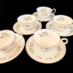 ノリタケ　コンテンポラリー　カップ＆ソーサ―　花柄　カップ5客　ソーサー5枚