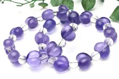 パープル フローライト　12.5x15(丸玉8)mm　ハート ブレスレット 1個売り パワーストーン 天然石 _B1539