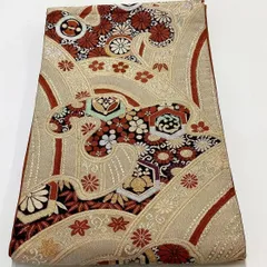 ［6200］袋帯 草花吉祥文様 金彩 六通 未仕立て 正絹 着物 フォーマル