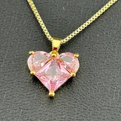 【新品】アクセサリー ネックレス ハート デザイン ゴールド ピンク カラー シンプル キレイ◆