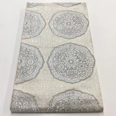 ［6205］袋帯 鏡裏面文様 銀彩 シルバー 六通 正絹 着物 フォーマル