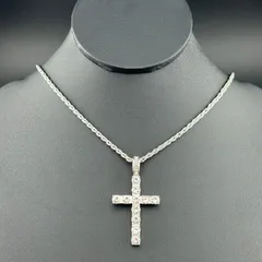 【新品】アクセサリー ネックレス 十字架 大きめ デザイン シルバー カラー シンプル キレイ◆
