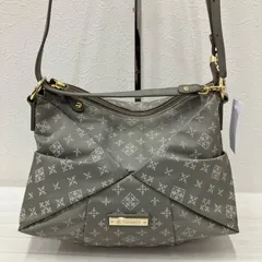 7244　russet ラシット　ショルダーバッグ　モノグラム　総柄　ライトグレー　ナイロン　レザー　シンプル　きれいめ　上品　カジュアル　ポケット多数　小さめ