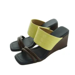 オデットエオディール Odette e Odile アローズ サンダル ウェッジソール スクエアトゥ 23.5cm 黄色 イエロー 4514-199-1496 /MI ■OS