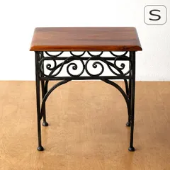 ネストテーブル アンティーク調アイアン×濃淡ウッド 67185 家具・インテリア ネストテーブル アンティーク調アイアン×濃淡