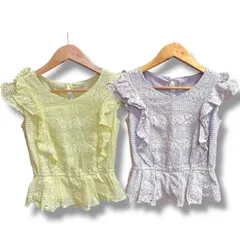 CECIL McBEE セシルマクビー ノースリーブ フリルトップス 2枚組  サイズ：M   カラー：イエロー パープル Y-3