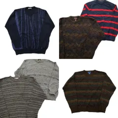古着卸 まとめ売り 総柄 セーター 6枚セット (メンズ L ) トミーヒルフィガー ボーダー クルーネック ニット 中古 古着 NC9751