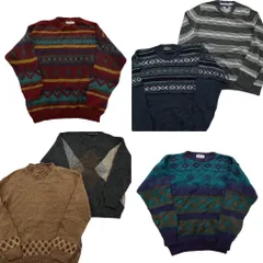 古着卸 まとめ売り 総柄 セーター 6枚セット (メンズ L ) 幾何学模様 クルーネック ボーダー トミーヒルフィガー 中古 古着 NC9747