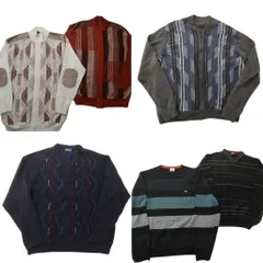 古着卸 まとめ売り 総柄 セーター 6枚セット (メンズ 3XL /5XL /6XL ) ラコステ エルボーパッチ フルジップ LACOSTE ニット 中古 NC9790