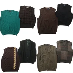 古着卸 まとめ売り ニットベスト セーター 8枚セット (メンズ M ) チャップス ラルフローレン カーディガン チェック 中古 古着 NC9788