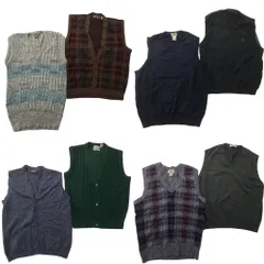 古着卸 まとめ売り ニットベスト セーター 8枚セット (メンズ L ) エルエルビーン チャップス チェック カーディガン 中古 古着 NC9785