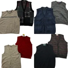 古着卸 まとめ売り ニットベスト セーター 8枚セット (メンズ L ) チャップス CHAPS カーディガン デッドストック 中古 古着 NC9825