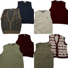 古着卸 まとめ売り ニットベスト セーター 8枚セット (メンズ L ) エディーバウアー チャップス CHAPS カーディガン 中古 古着 NC9824