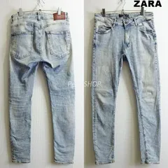 ZARA MAN　スキニーデニム　W80cm　強 ストレッチ　ウォッシュ加工　淡青　メンズ　モロッコ製　Sz.32　ザラ