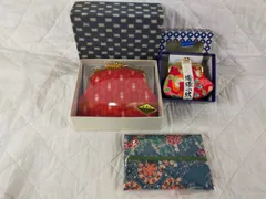 E18-20251211-03【未使用/3点セット】和柄 がま口財布 2点＋和柄ティッシュケース 伝統柄 ちりめん調 和雑貨 まとめ売り