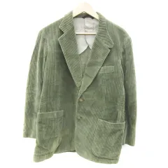 ポールスチュアート PAUL STUART テーラードジャケット ミドル丈 シングルボタン コーデュロイ カーキ /YM33