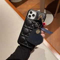 【在庫処分】iPhone11 ケースブラック黒レザー風ハートチャーム